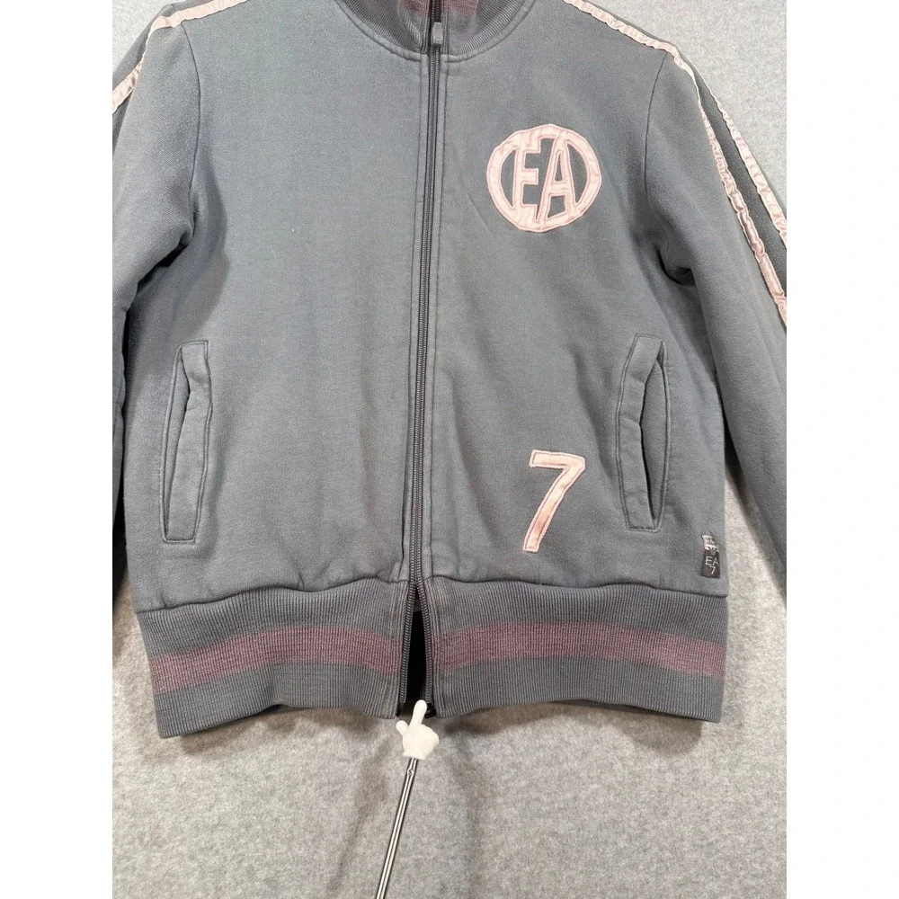 VTG‎ Y2K Emporio Armani Satin Bomber Jacket Pink Grey Reversible EA7 Logo XS